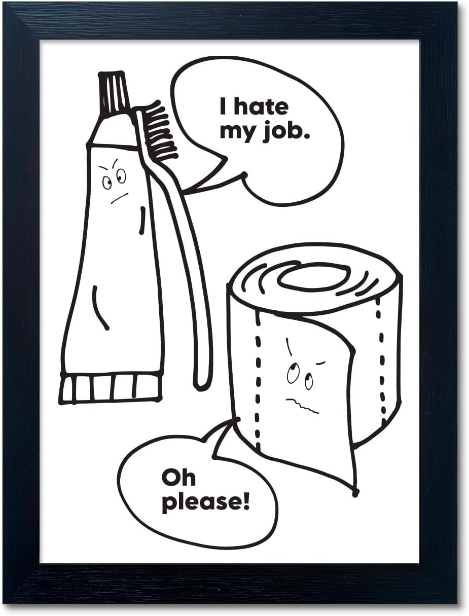 Black and White Bathroom Wall Decor Funny Bathroom Quote Wall Art Framed 