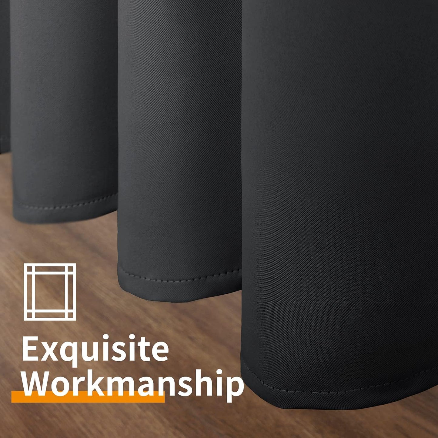 Black Blackout Curtains 84 Inches Long 2 Panels - Thermal Insulated Drapes with Grommet, 52 X 84 Inch