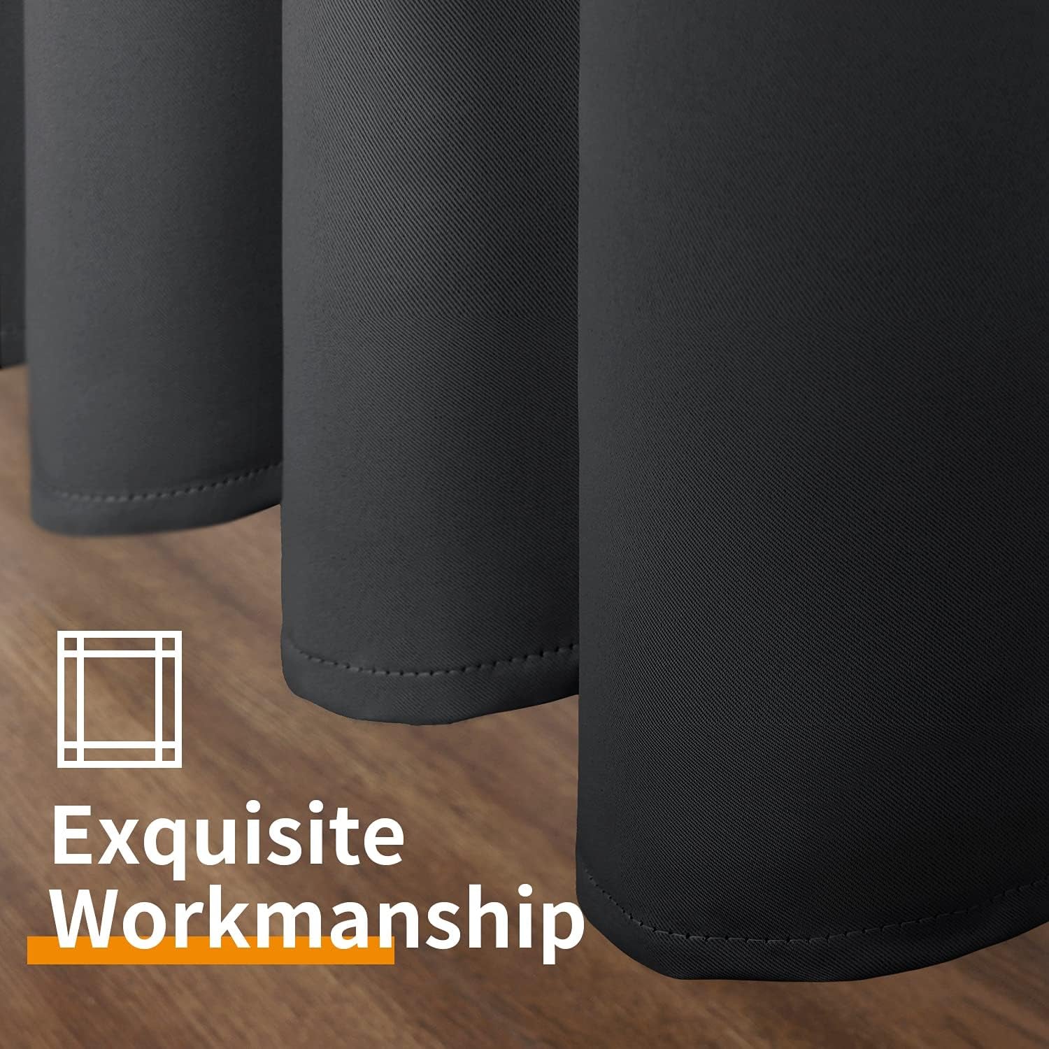 Black Blackout Curtains 84 Inches Long 2 Panels - Thermal Insulated Drapes with Grommet, 52 X 84 Inch
