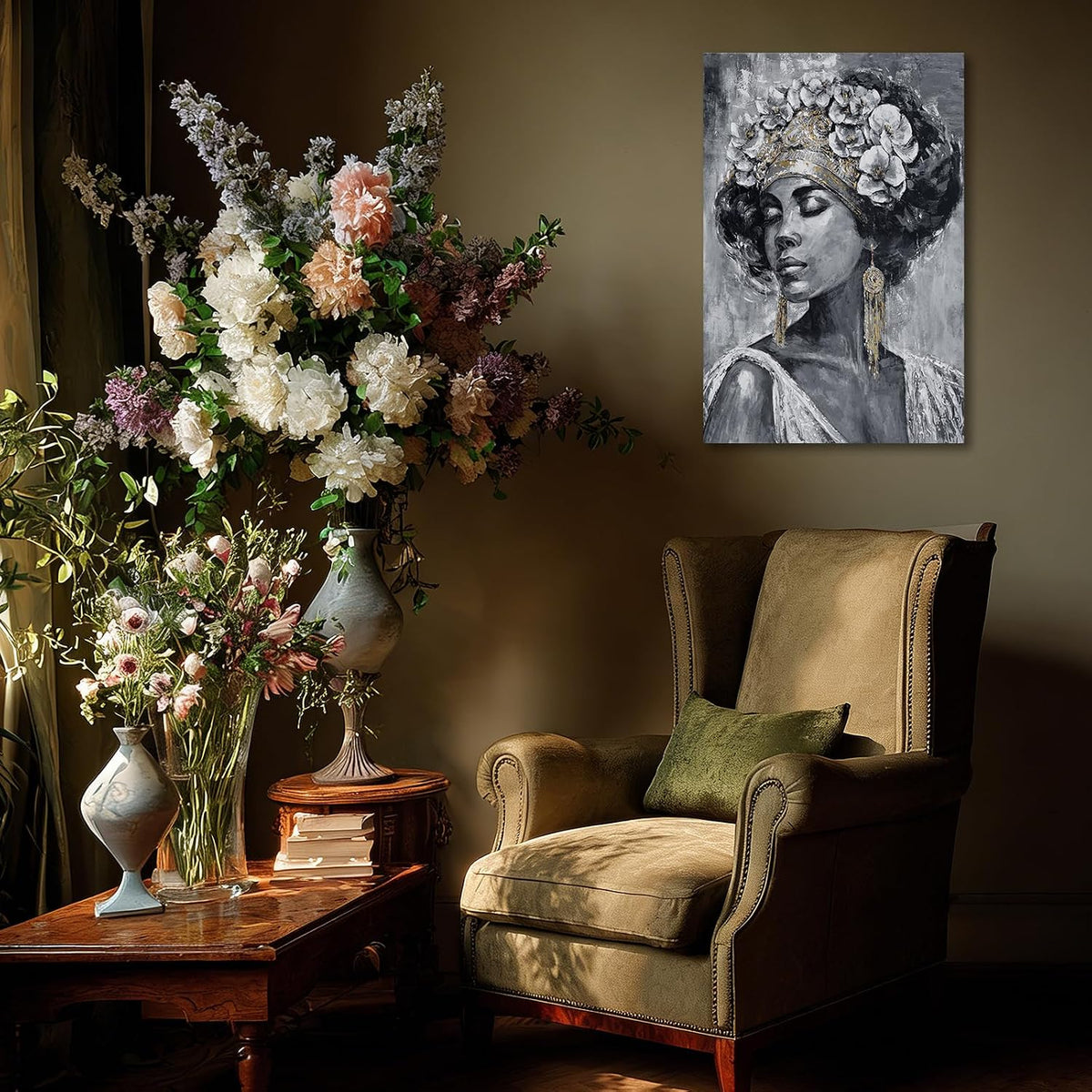 Abstract African Woman Canvas Wall Art for Living Room 24X36 Inch