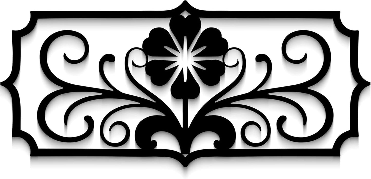 Black Metal Wall Art for Living Room - Abstract Flower Modern Wall Sculpture 