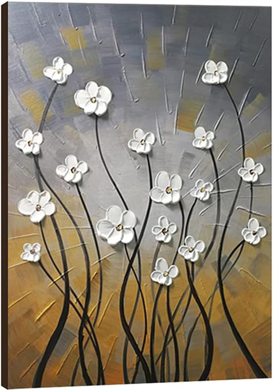 Hand Painted Floral Oil Paintings, Modern Stretched and Framed Grace Abstract Flowers, 20X28inch