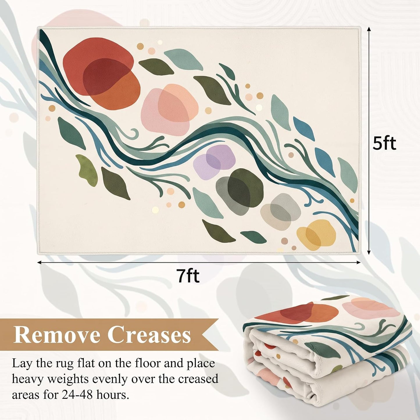 Gracesway Muted Earth Tones 5X7 Area Rug, Warm-Tone Washable Non-Slip Rug