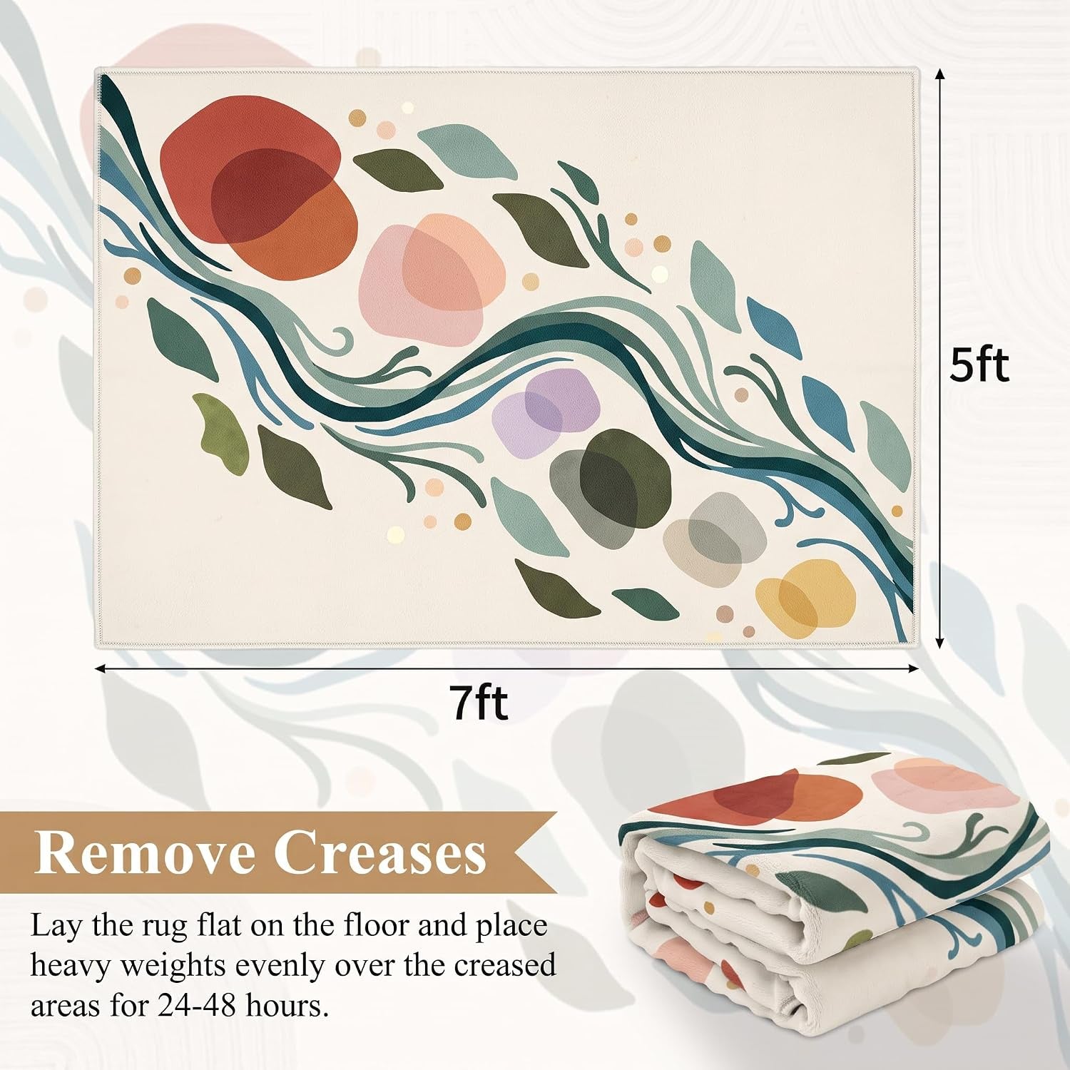 Gracesway Muted Earth Tones 5X7 Area Rug, Warm-Tone Washable Non-Slip Rug