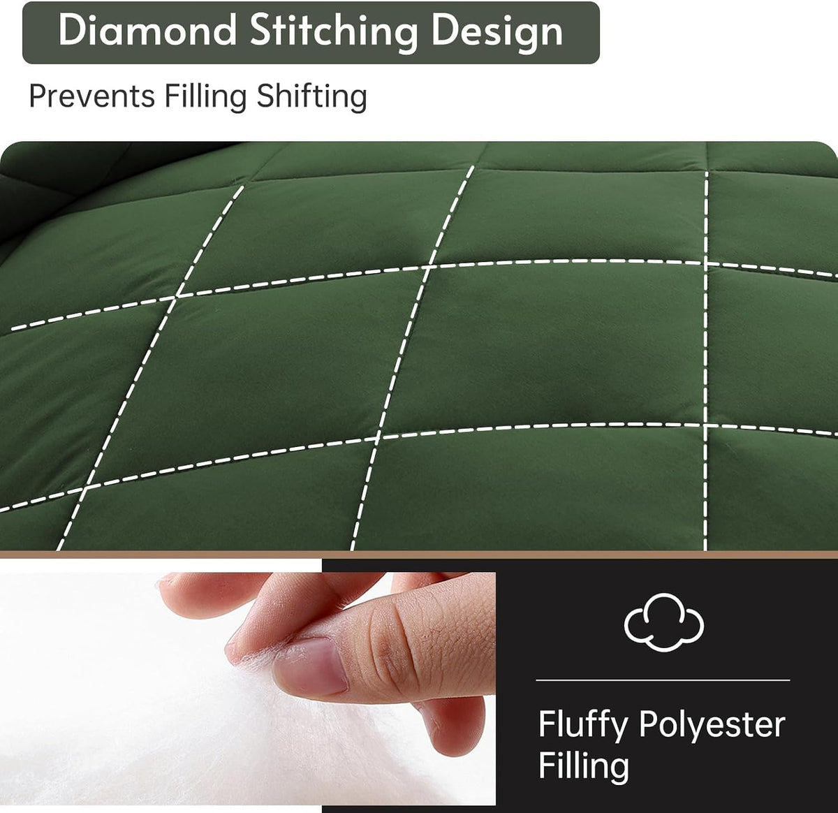 7 Pieces California King Comforter Set, Reversible Bed in a Bag Cal King Size, All Season Bedding Set with Comforter, Flat Sheet, Fitted Sheet, Pillowcases & Shams, Dark Green & Light Green