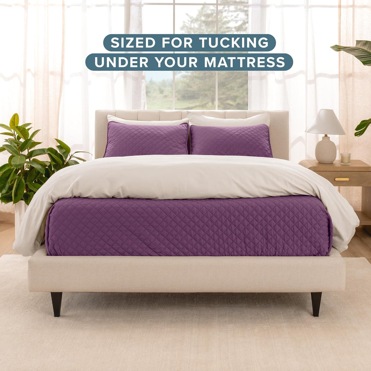 Coverlet Set - Twin/Twin Extra Long - Lightweight Bed Decor - Comforter Alternative - All-Season Quilted Bedspread (Twin/Twin XL, Plum)