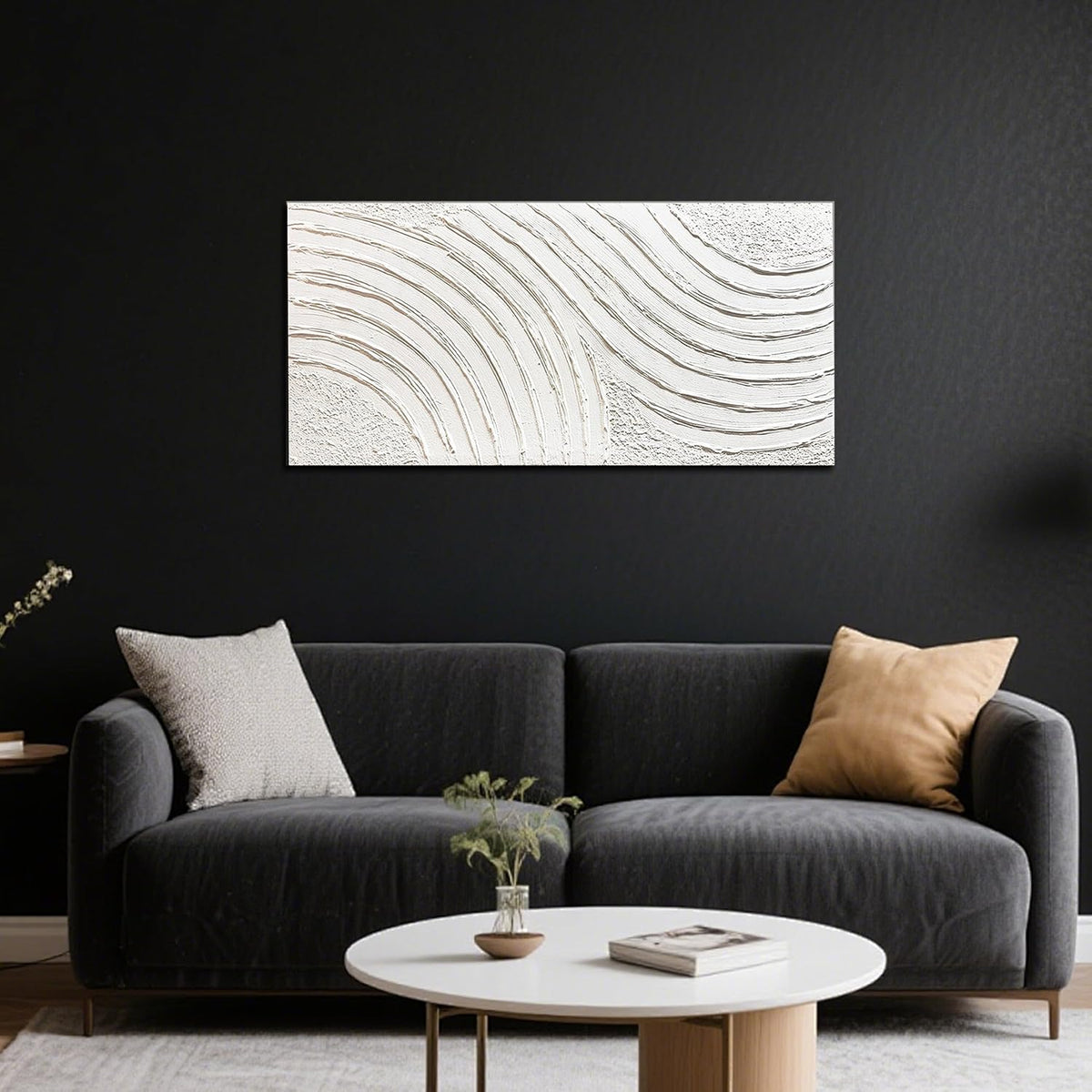 Large Abstract Canvas Wall Art for Living Room Hand Painted White Minimalist Textured Painting Modern Neutral Artwork for Bedroom Home Office Decor Ready to Hang 20X40 Inch