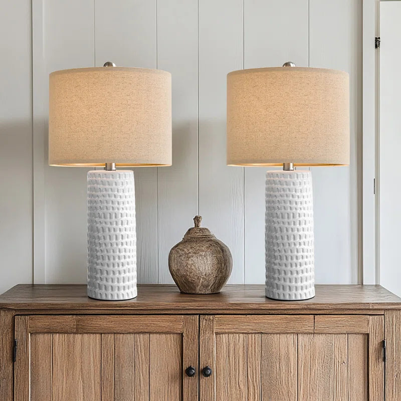 Anazagene 24＂Modern Ceramic Table Lamp Set, Suitable for Living Room, Bedroom, Office