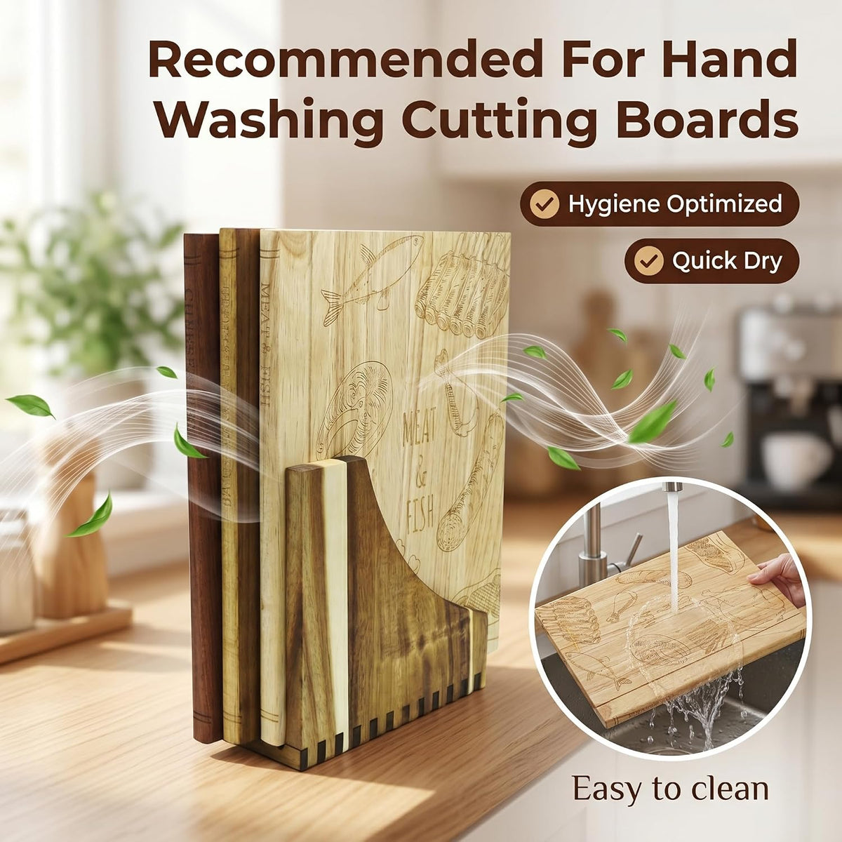Wooden Book Cutting Board Set with Stand 3 Piece Wooden Cutting Boards Decorative Chopping Board Set for Kitchen