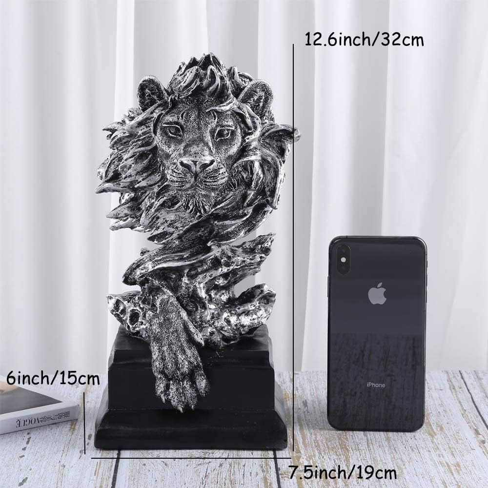 Sandstone Lion Figurines - the King of Beasts, Silver Color (HH17-D3)