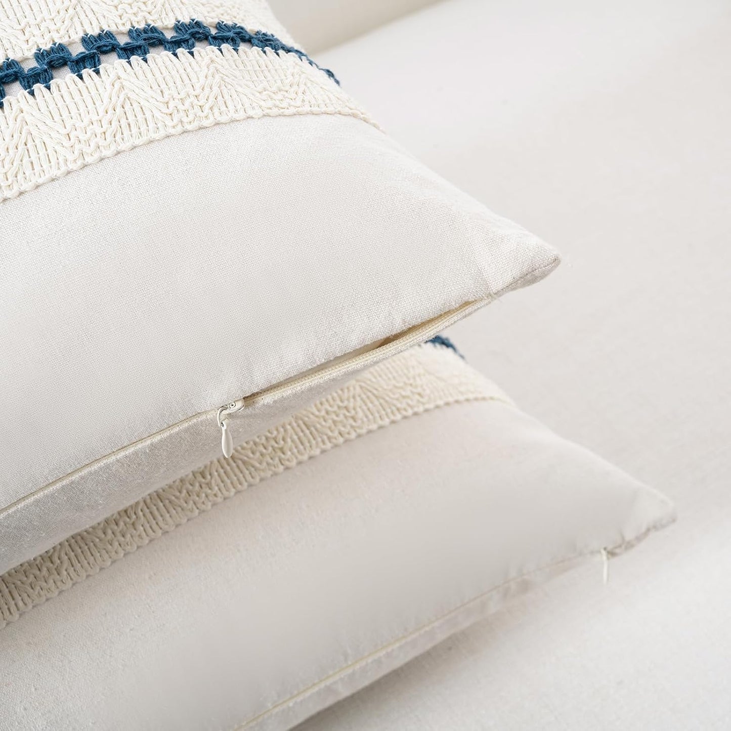 Set of 1 Boho Teal Lumbar Decorative Throw Pillow Cover 12X20 Inch