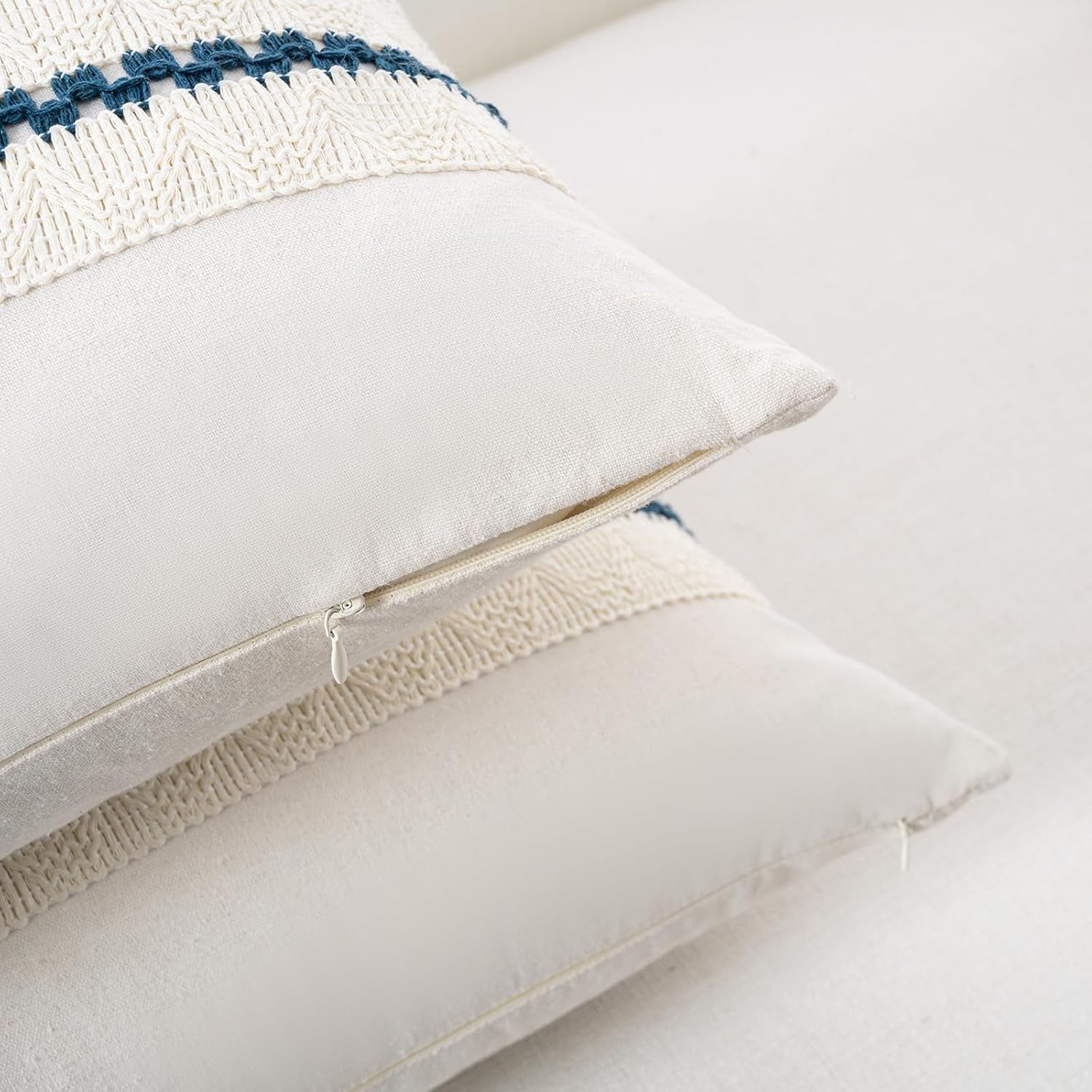 Set of 1 Boho Teal Lumbar Decorative Throw Pillow Cover 12X20 Inch