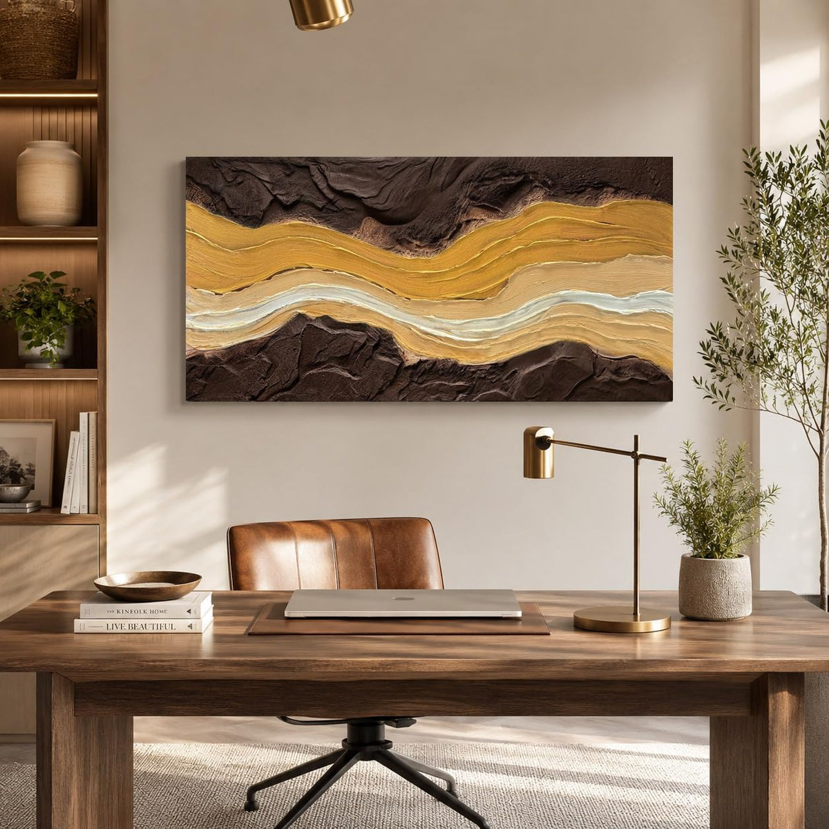 Textured Abstract Wall Art, Modern Living Room Decor 40"X20"