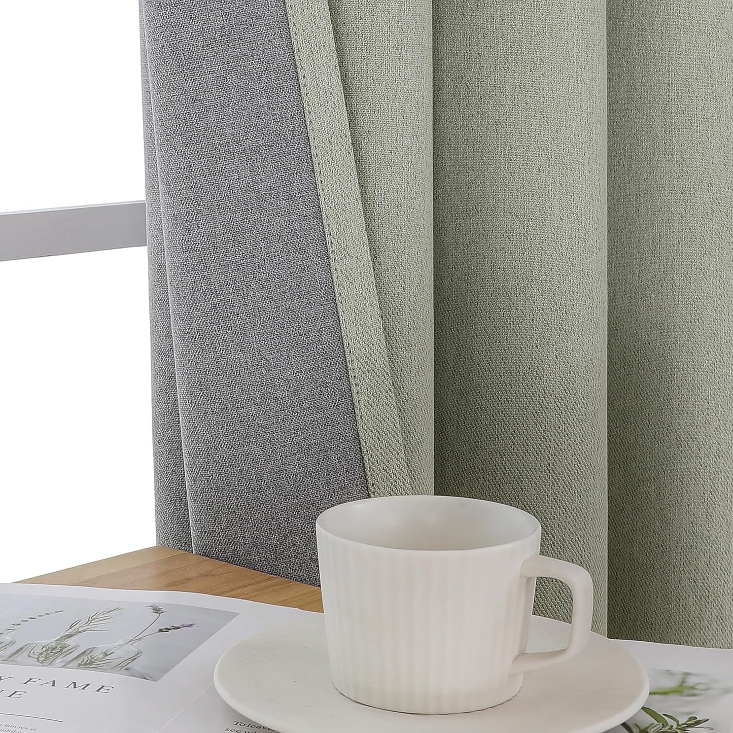 100% Blackout Curtains 84 Inches Long 2 Panels Set, Thermal Insulated Long Curtains& Drapes 2 Burg, (Sage Green, W52 X L84 Inch)