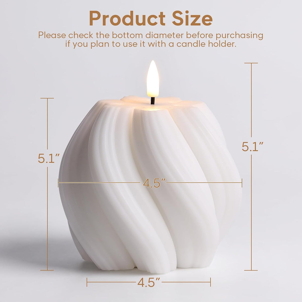 White Swirl Flameless Candle with Remote Timer