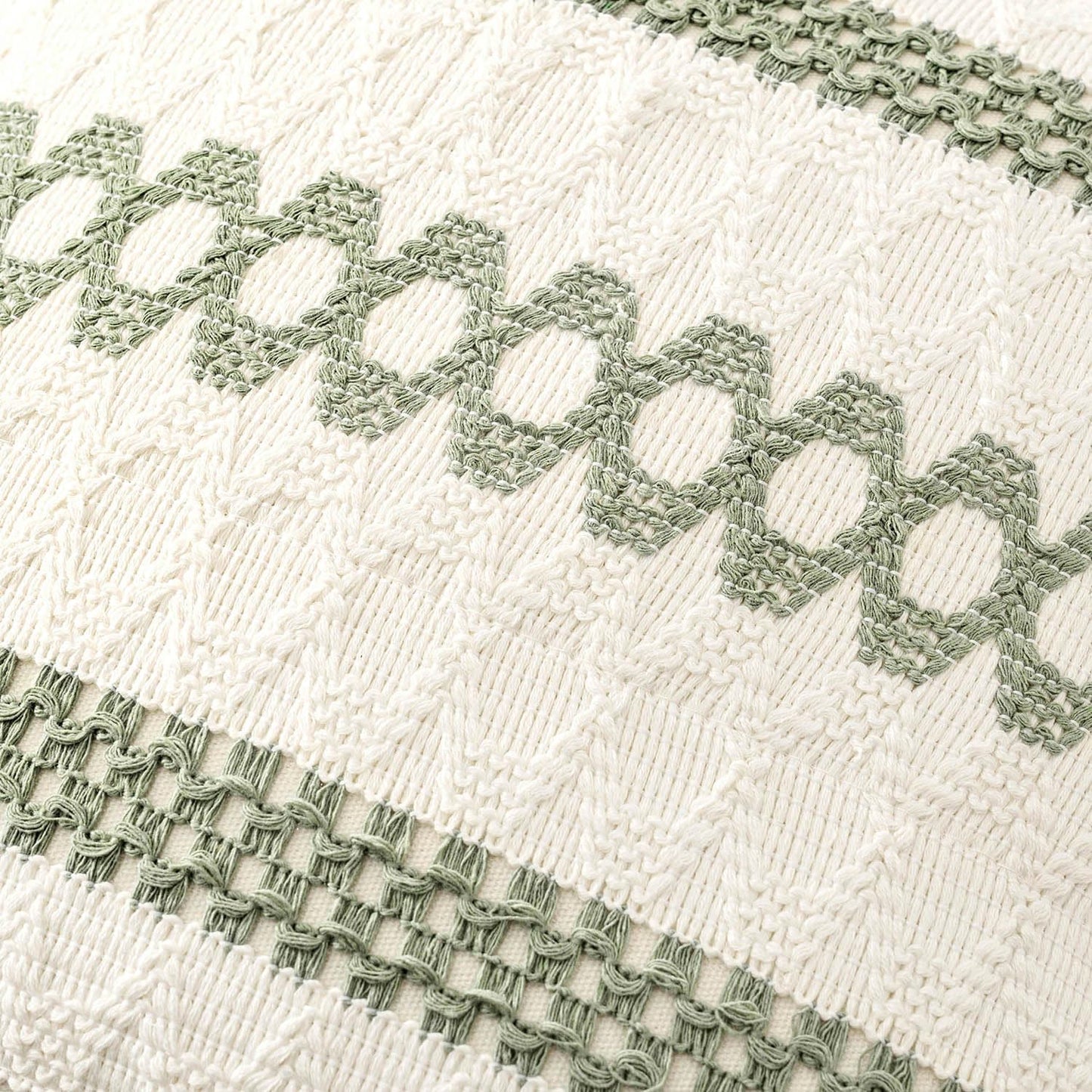 Set of 2 Sage Green Boho Decorative Lumbar Pillow Covers 12X20 Inch Farmhouse 