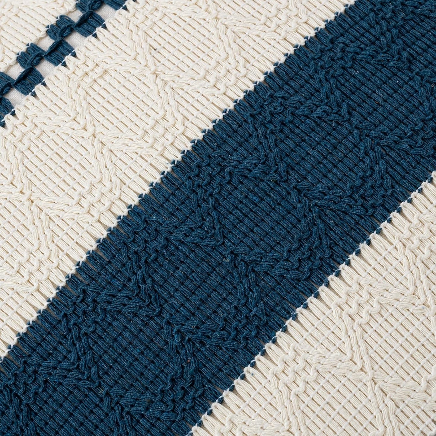 Set of 1 Boho Teal Lumbar Decorative Throw Pillow Cover 12X20 Inch