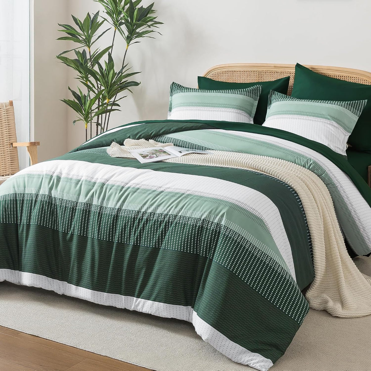 Full Size Comforter Set, Emerald Green, 7 Pieces