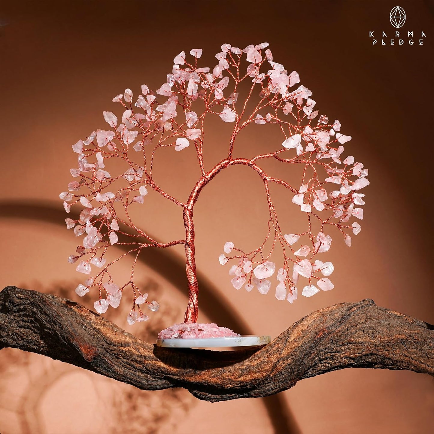 Rose Quartz Crystal Tree of Life, Wall Decor to Bring Money & Good Luck, Handmade Healing Chakra Tree 