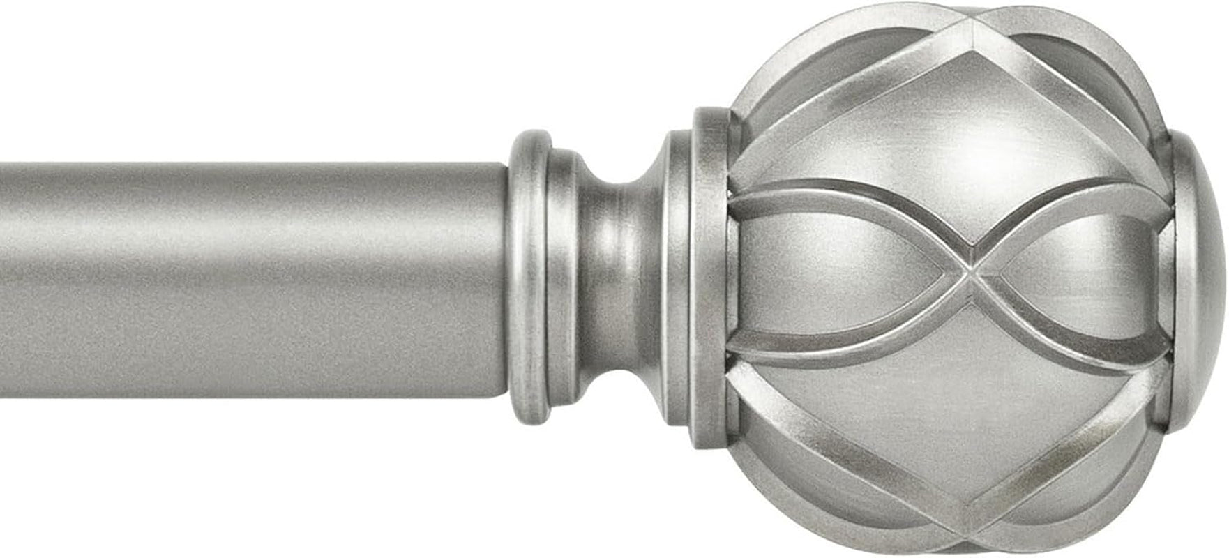 Curtain Rods for Windows, Antique Silver Curtain Rod 32 to 58 Inch(2.6-4.8Ft), 7/8 Inch Single Adjustable Drapery Rods with Decorative Netted Texture End