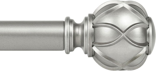 Curtain Rods for Windows, Antique Silver Curtain Rod 32 to 58 Inch(2.6-4.8Ft), 7/8 Inch Single Adjustable Drapery Rods with Decorative Netted Texture End