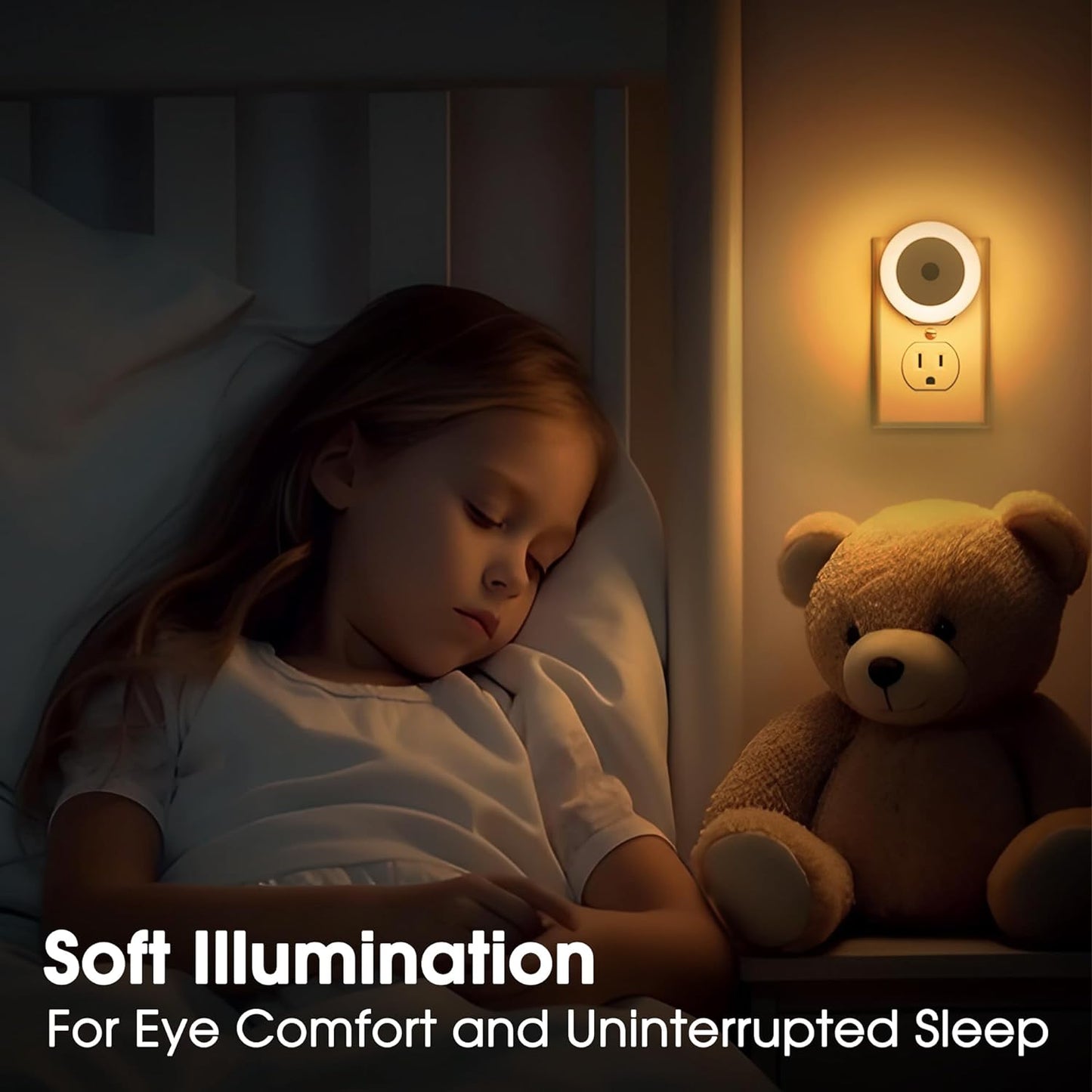 LED Baby Night Lights Plug into Wall [4Pack], Nightlight with Light Sensors, Warm White