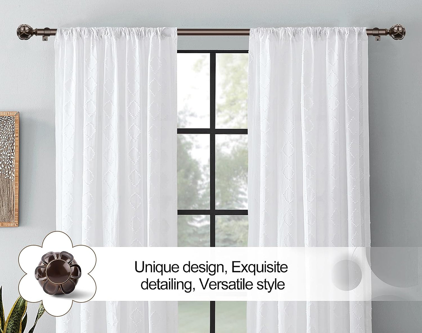 Curtain Rods for Windows 48 to 84 Inch, Heavy Duty, Antique Bronze
