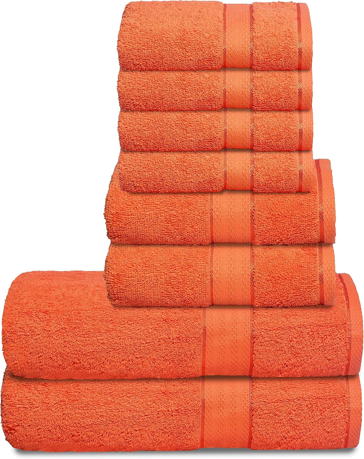Premium 8-Piece Towel Set - Luxury Hotel & Spa Quality - Durable Ultra Soft Highly Absorbent - Orange