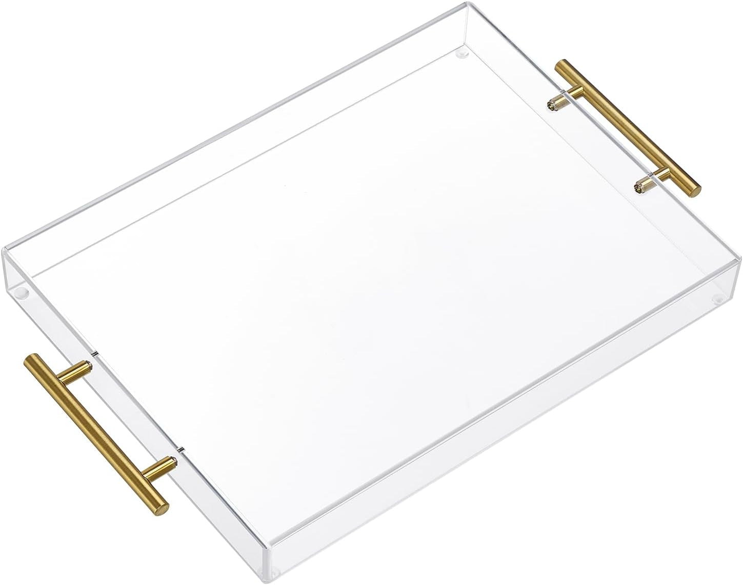 12"X16" Clear Acrylic Serving Tray with Golden Handles, Storage Tray (12"X16")