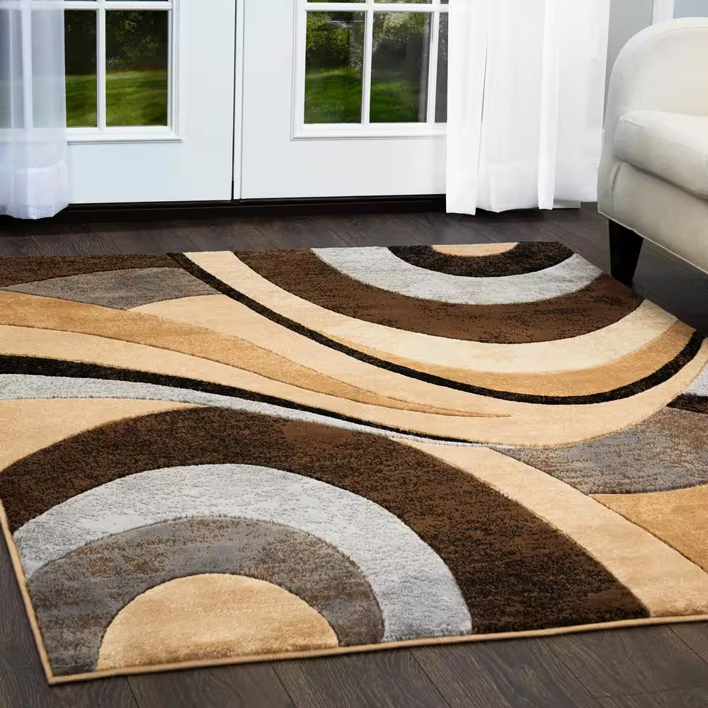 Tribeca Slade Brown/Gray 5 Ft. X 7 Ft. Abstract Area Rug