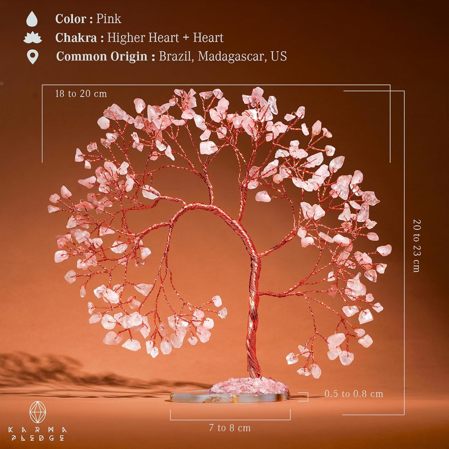 Rose Quartz Crystal Tree of Life, Wall Decor to Bring Money & Good Luck, Handmade Healing Chakra Tree 