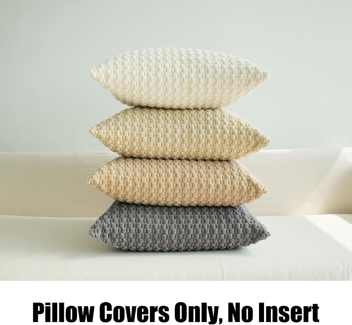 Pack of 4 Throw Pillow Covers, Neutral, 20 X 20 Inch