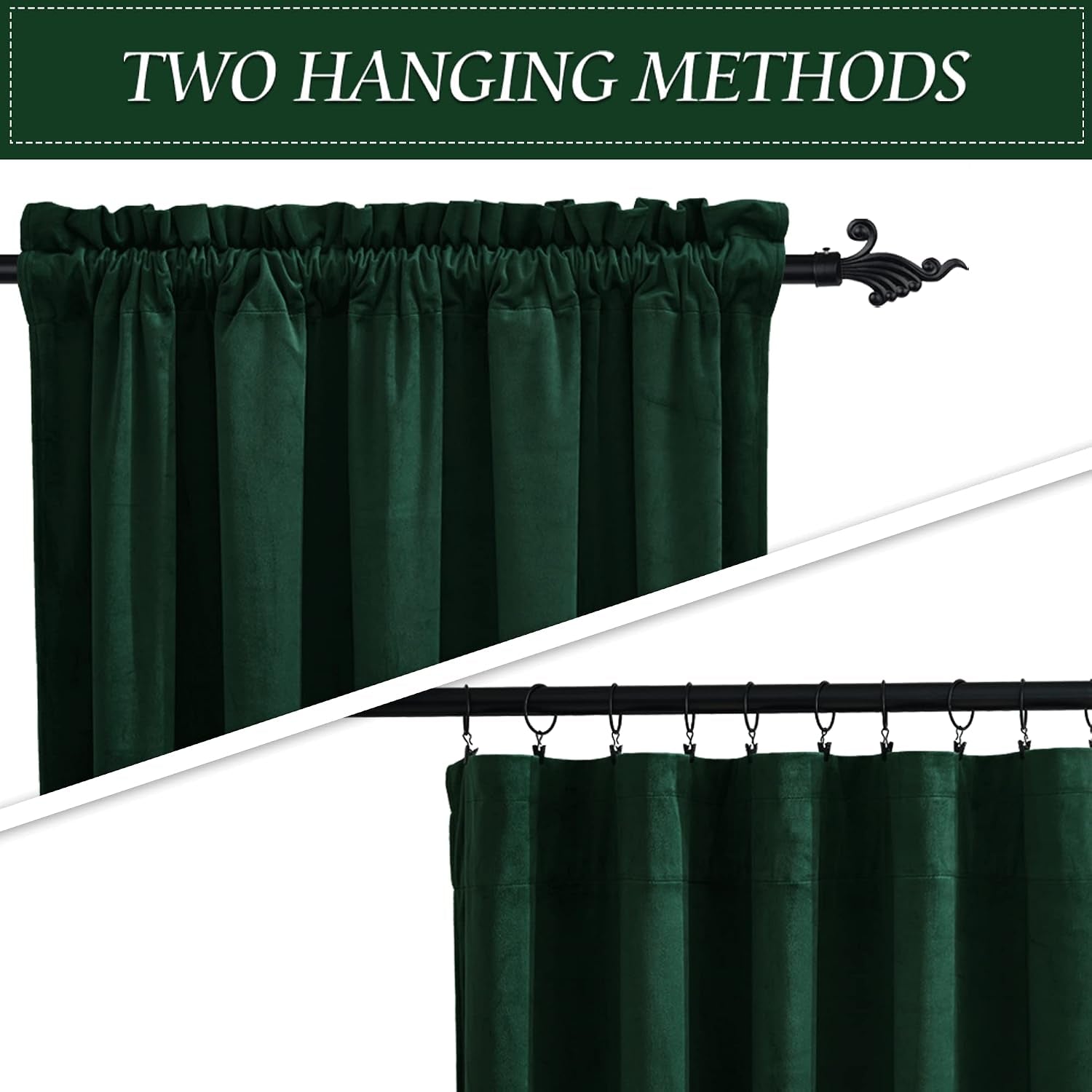 Green Velvet Blackout Curtains 84 Inches for Bedroom Living Room