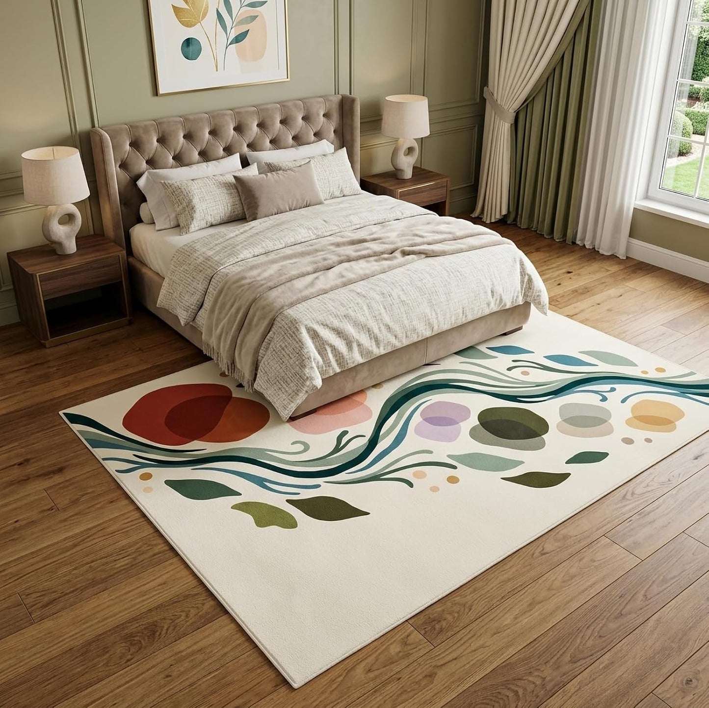 Gracesway Muted Earth Tones 5X7 Area Rug, Warm-Tone Washable Non-Slip Rug