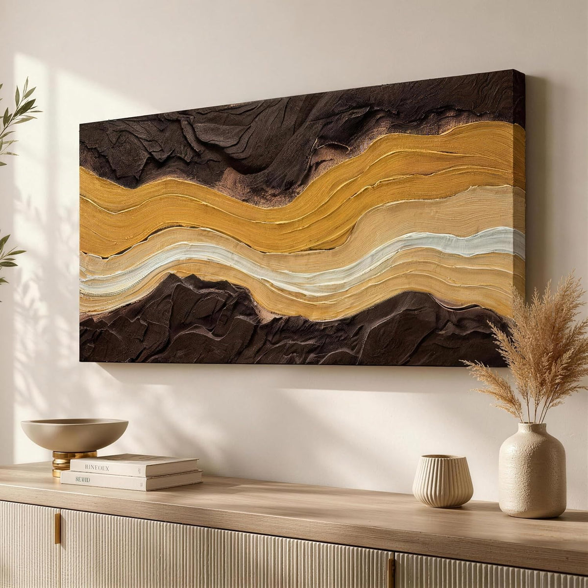 Textured Abstract Wall Art, Modern Living Room Decor 40"X20"