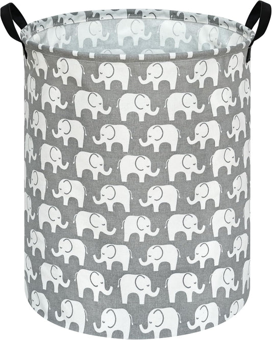 Baby Laundry Basket Kids Elephant Pattern Hamper, Large Storage Decor