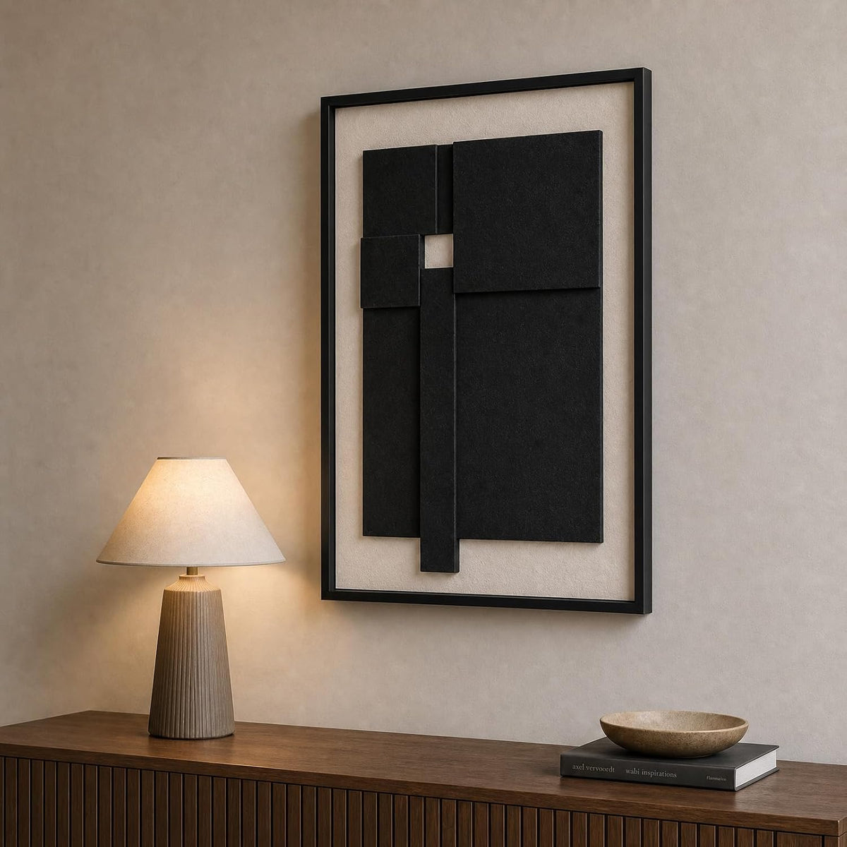 3D Modern Wall Art, Black and White Abstract Decor, 16X24 In