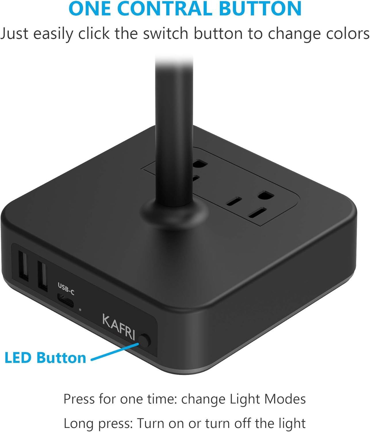 RGB Headphone Stand with USB A&C Charger Desk Gaming Headset Holder Hanger Rack with 3 USB Charging Port and 2 Outlet 