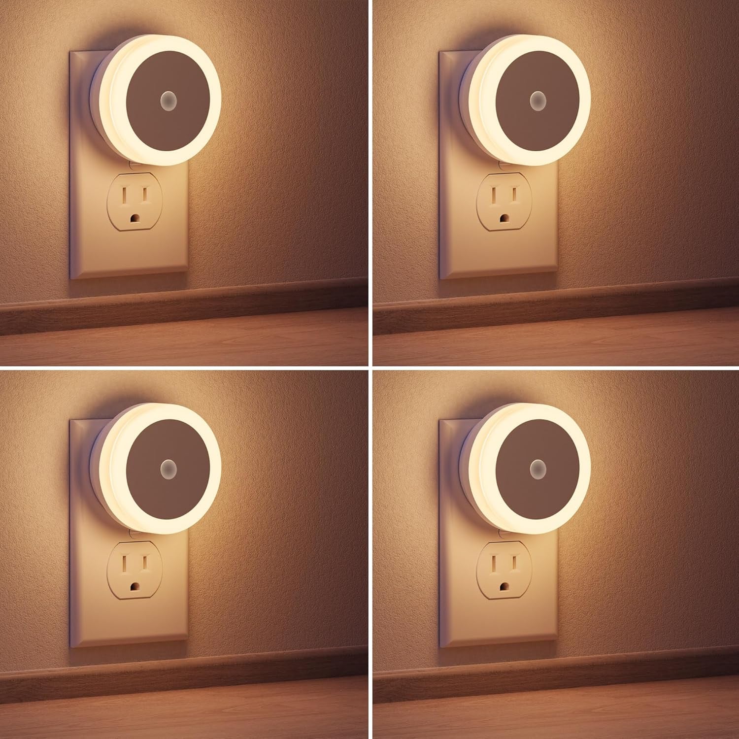 LED Baby Night Lights Plug into Wall [4Pack], Nightlight with Light Sensors, Warm White