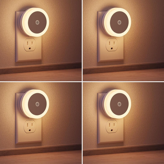 LED Baby Night Lights Plug into Wall [4Pack], Nightlight with Light Sensors, Warm White