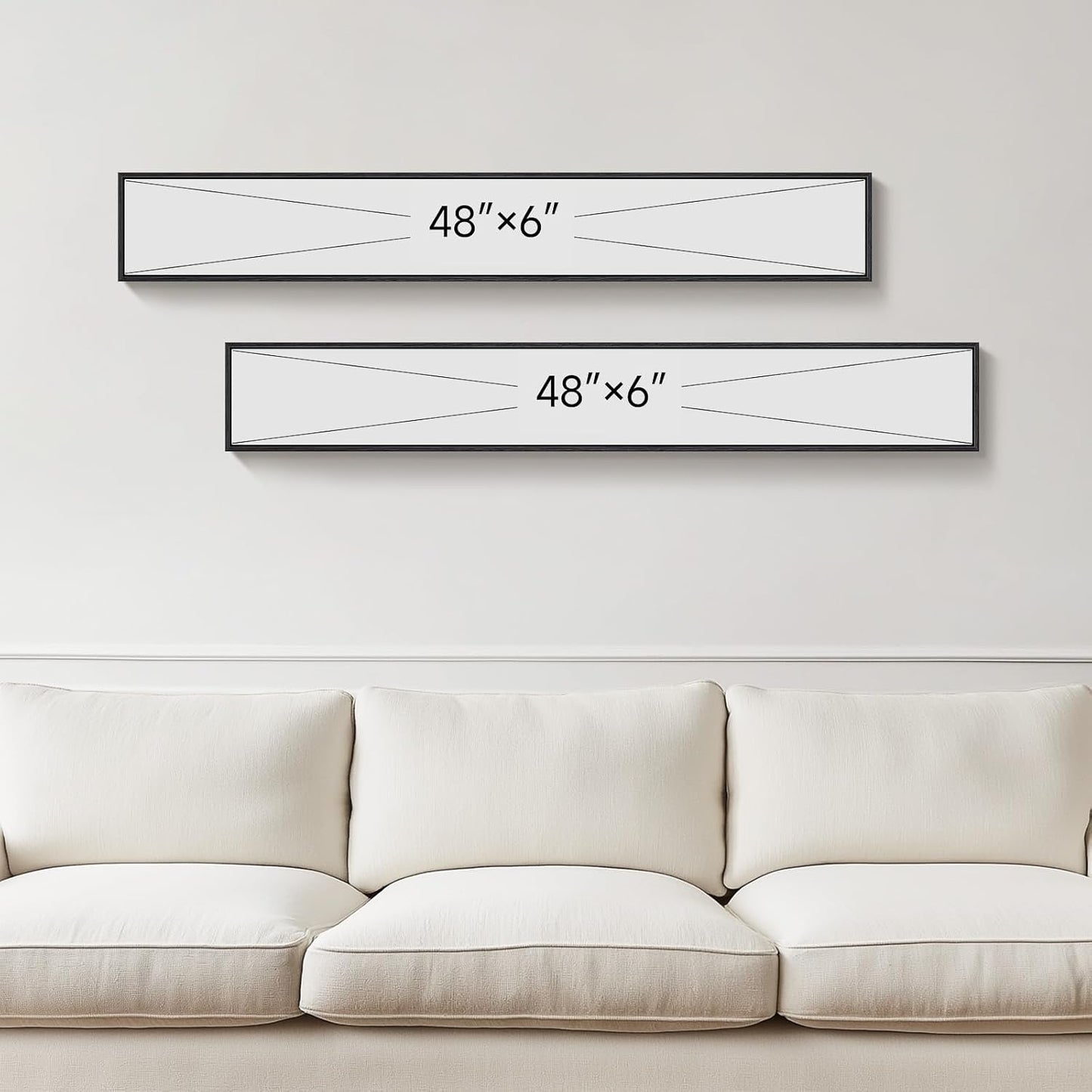 Framed Green White Vertical Abstract Wall Art Decor for Hallway, 2 Piece Long Narrow