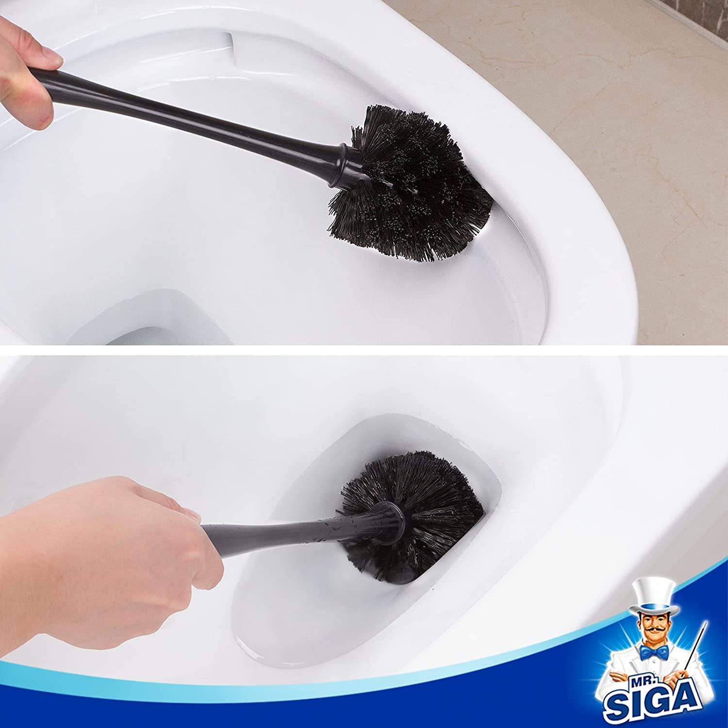 Toilet Plunger and Bowl Brush Combo for Bathroom Cleaning, Black, 1 Set