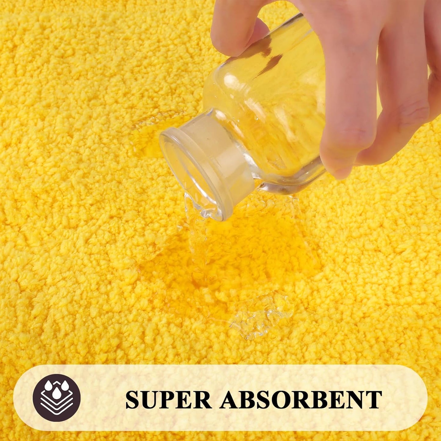 Small Bathroom Toilet Rugs Set of 2 Pieces, Bathmats 16X24 + 20X24 Inch Soft Absorbent Bath Rugs Non-Slip, Yellow