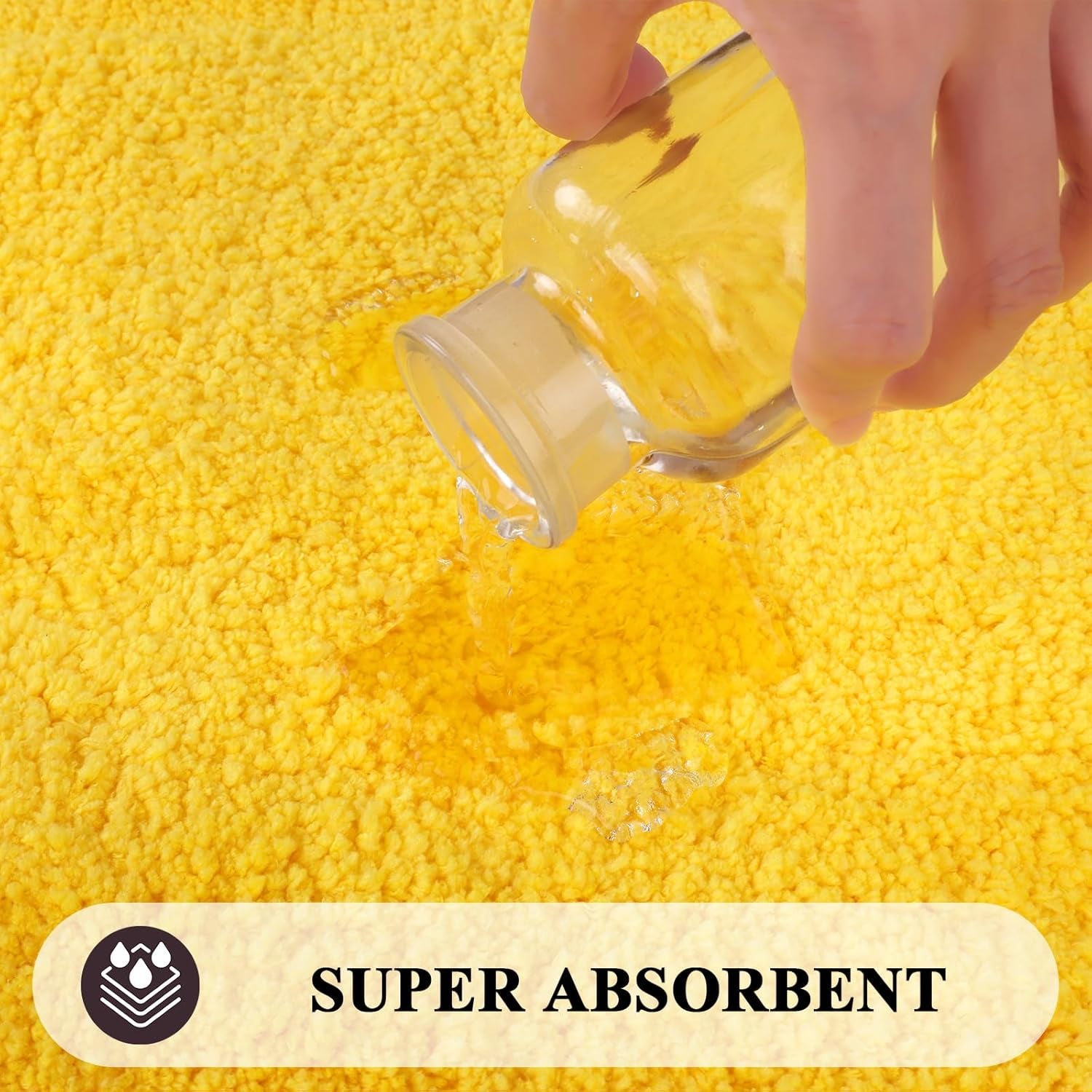 Small Bathroom Toilet Rugs Set of 2 Pieces, Bathmats 16X24 + 20X24 Inch Soft Absorbent Bath Rugs Non-Slip, Yellow