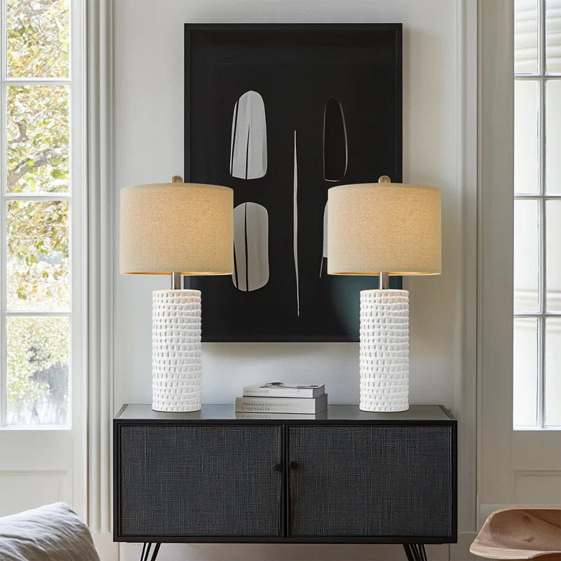 Anazagene 24＂Modern Ceramic Table Lamp Set, Suitable for Living Room, Bedroom, Office