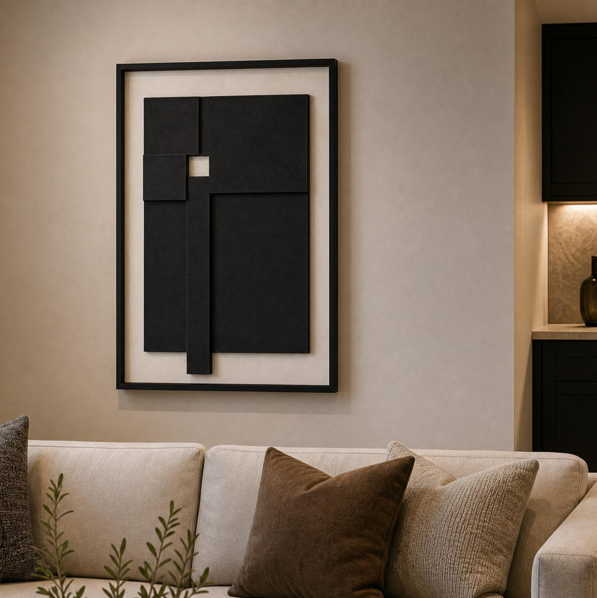 3D Modern Wall Art, Black and White Abstract Decor, 16X24 In