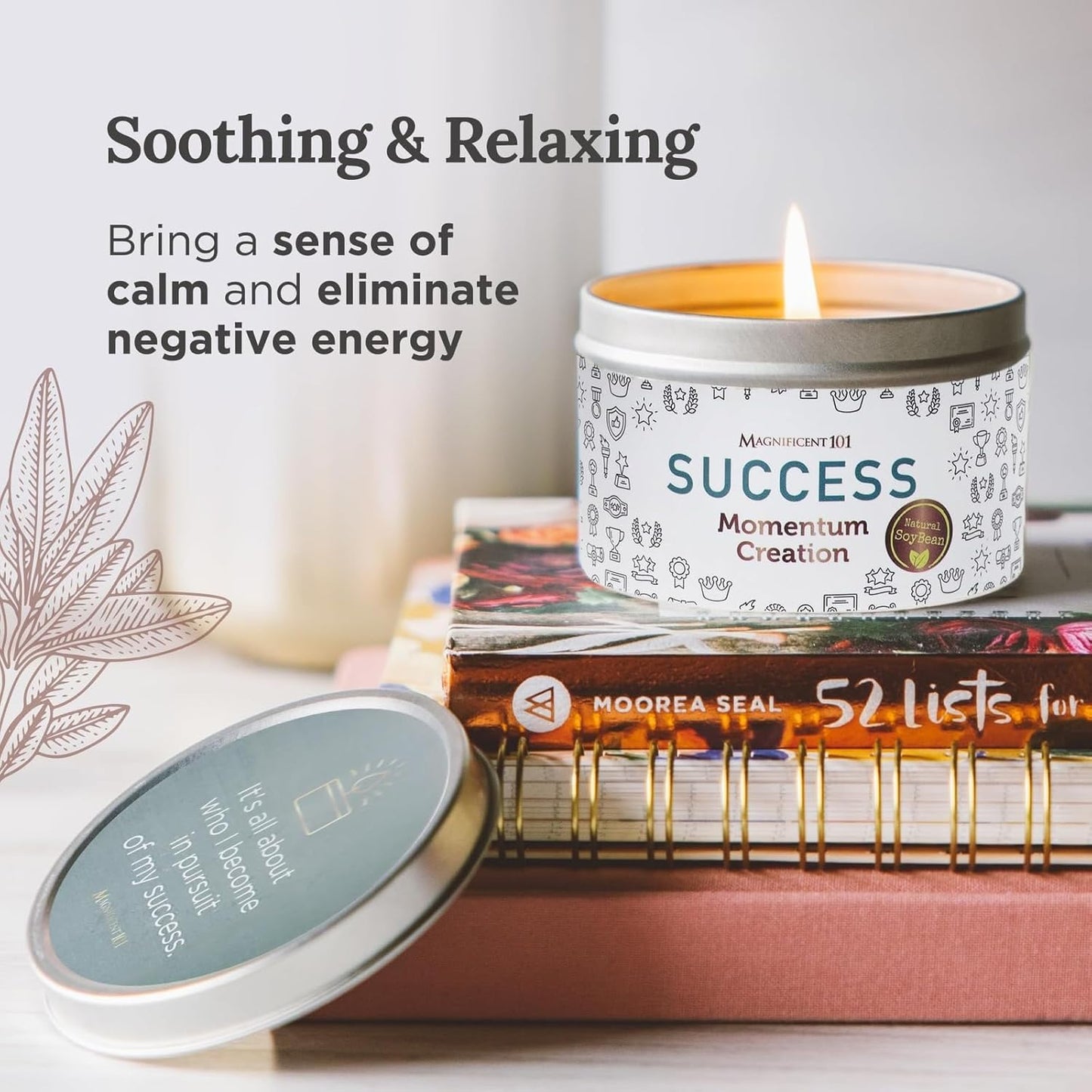 Long Lasting Momentum Creation Candle for Success | 6 Oz - 35 Hour Burn | Sage, Bergamot & Sandalwood Scented Soy Wax Candle for House Energy Cleansing & Manifestation