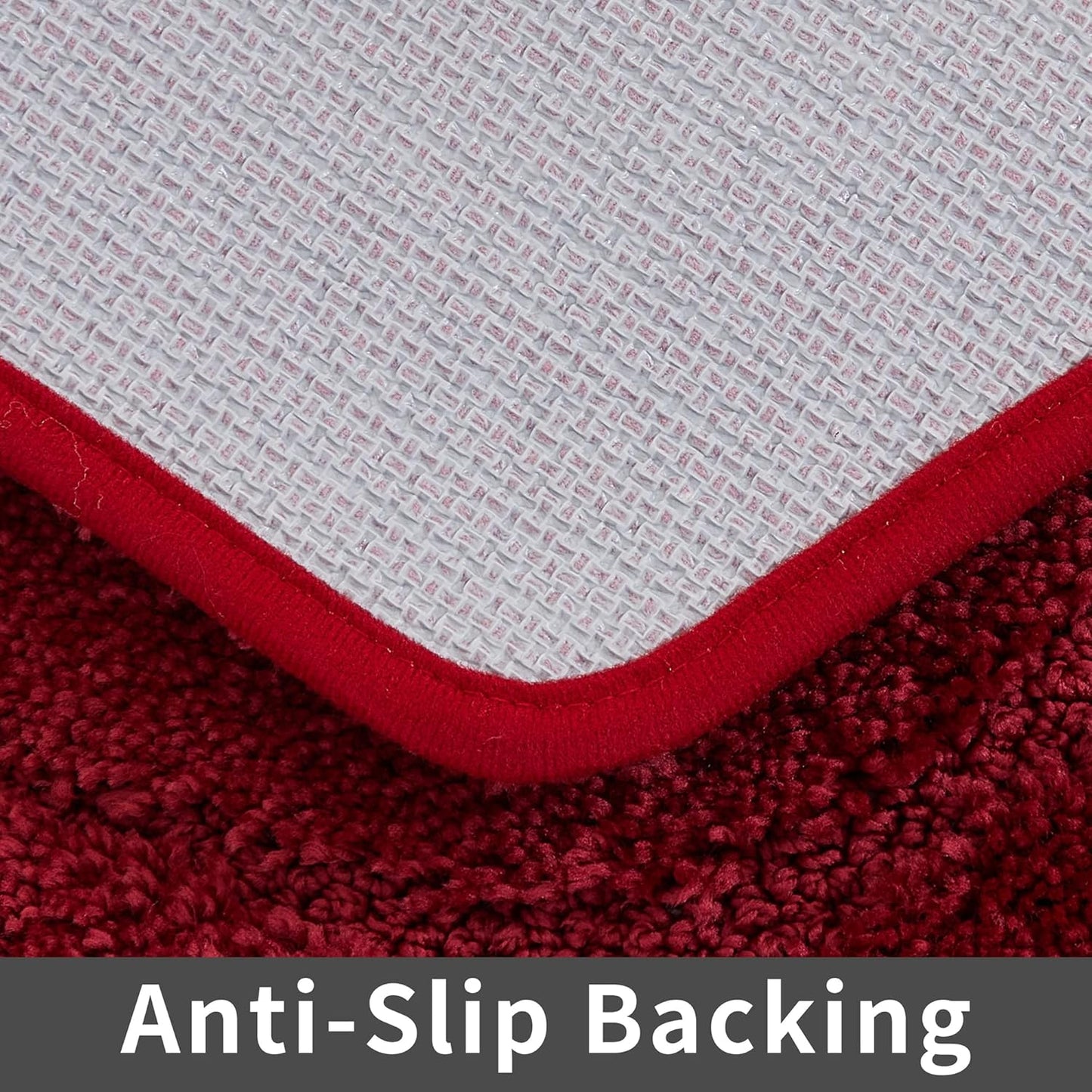 Extra Thick Bath Rugs Sets for Bathroom - Anti-Slip Bath Linen Sets Mats Soft Plush Shaggy (Red,20X32+24X48 -Inches)