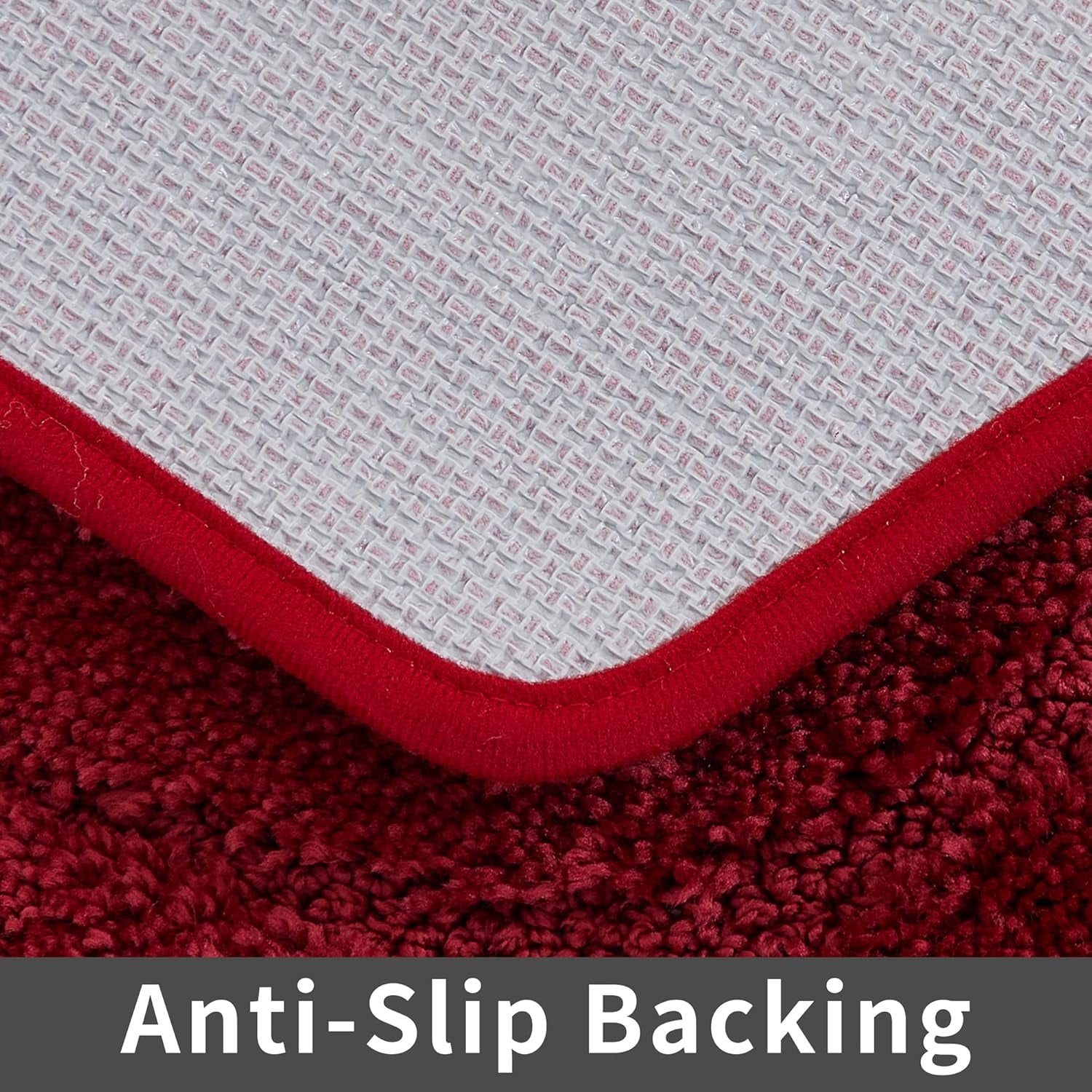 Extra Thick Bath Rugs Sets for Bathroom - Anti-Slip Bath Linen Sets Mats Soft Plush Shaggy (Red,20X32+24X48 -Inches)