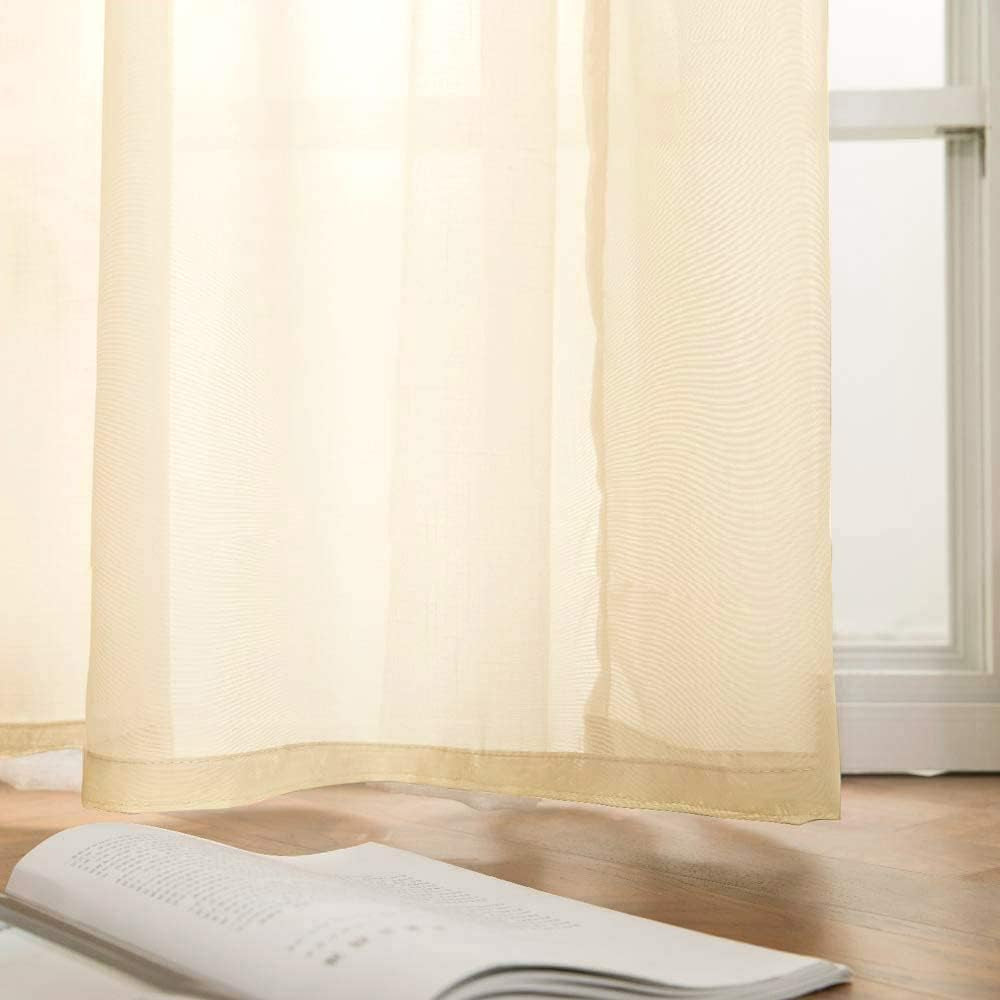 Sheer Curtains, Elegant, (54X84 Inch), Cream Beige, 2 Panels